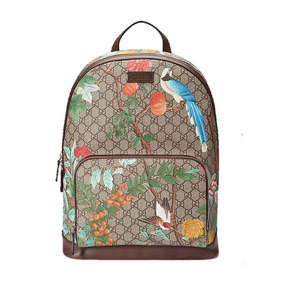 GUCCI 古驰 双肩包 GG Supreme 虫鸟印花印拉链双肩包 旅行包 男女通用 428027 KOLCN 8685 棕色