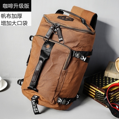 时尚帆布韩版背包大容量单肩书包男士圆桶包 双肩包旅行包行李包 - 360购物